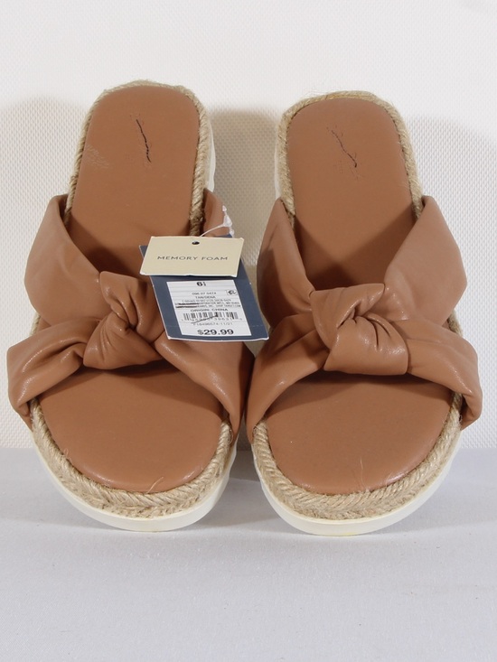 Universal Thread Shoes - Universal Thread Dena Cognac Tan Knotted Slide Sandals NWT